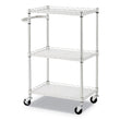ALERA Three-Shelf Wire Cart with Liners, Metal, 3 Shelves, 450 lb Capacity, 24" x 16" x 39", Silver