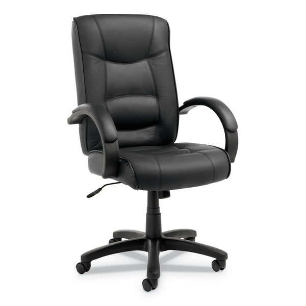 ALERA Alera Strada Series High-Back Swivel/Tilt Top-Grain Leather Chair, Supports Up to 275 lb, 17.91" to 21.85" Seat Height, Black