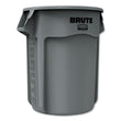 RUBBERMAID COMMERCIAL PROD. Vented Round Brute Container, 55 gal, Plastic, Gray