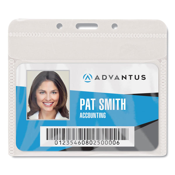 ADVANTUS CORPORATION PVC-Free Badge Holders, Horizontal, Clear 4.5" x 4" Holder, 4.13" x 3.25" Insert, 50/Pack
