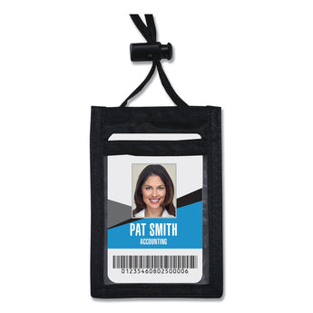 ADVANTUS CORPORATION ID Badge Holders with Convention Neck Pouch, Vertical, Black/Clear 3.25
