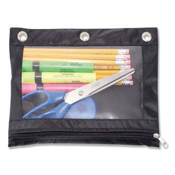ADVANTUS CORPORATION Binder Pencil Pouch, 10 x 7.38, Black/Clear
