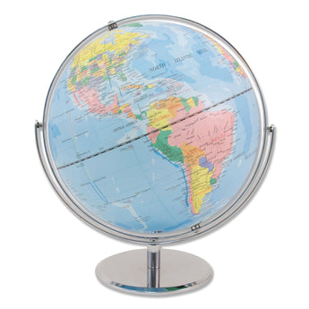 ADVANTUS CORPORATION 12-Inch Globe with Blue Oceans, Silver-Toned Metal Desktop Base, Full-Meridian