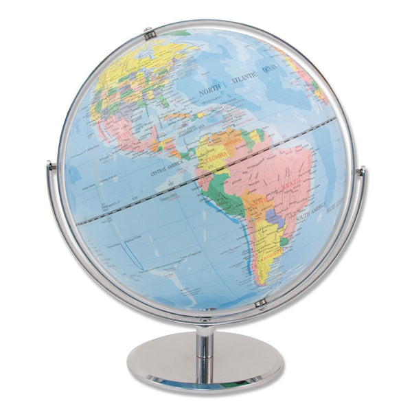 ADVANTUS CORPORATION 12-Inch Globe with Blue Oceans, Silver-Toned Metal Desktop Base, Full-Meridian