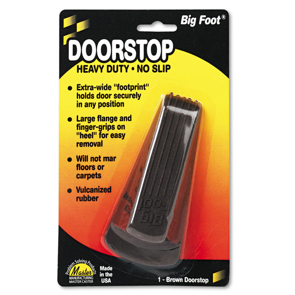 MASTER CASTER COMPANY Big Foot Doorstop, No Slip Rubber Wedge, 2.25w x 4.75d x 1.25h, Brown