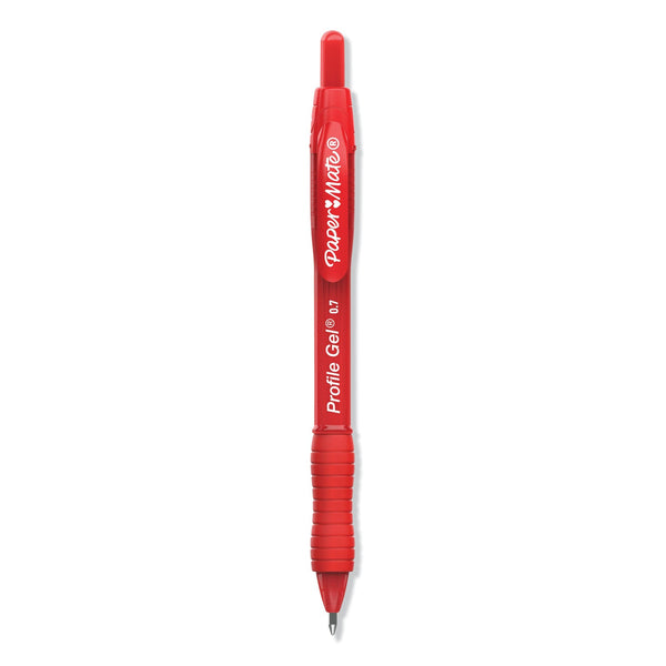 SANFORD Profile Gel Pen, Retractable, Medium 0.7 mm, Red Ink, Translucent Red Barrel, Dozen