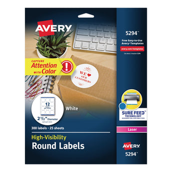 AVERY PRODUCTS CORPORATION Permanent Laser Print-to-the-Edge ID Labels w/SureFeed, 2 1/2