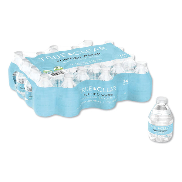 TRUE CLEAR Purified Bottled Water, 8 oz Bottle, 24 Bottles/Carton