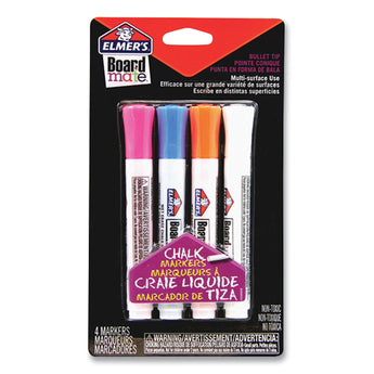 ELMER'S PRODUCTS, INC. Boardmate Wet Erase Chalk Markers, Broad Bullet Tip, Assorted Colors, 4/Pack