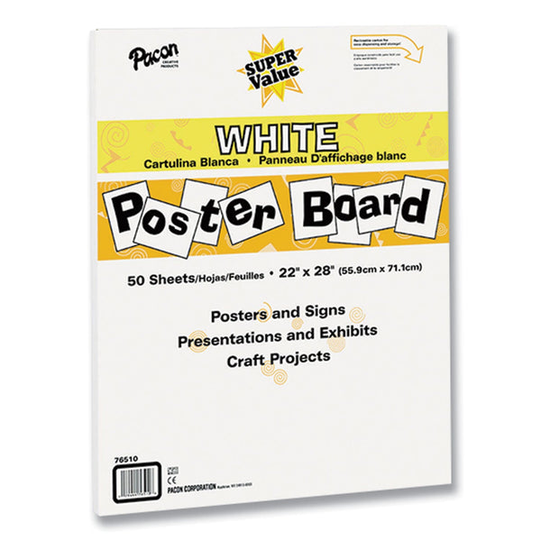 PACON CORPORATION Super Value Posterboard, 22 x 28, White, 50/Carton