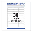 AVERY PRODUCTS CORPORATION Easy Peel White Address Labels w/ Sure Feed Technology, Inkjet Printers, 1 x 2.63, White, 30/Sheet, 25 Sheets/Pack