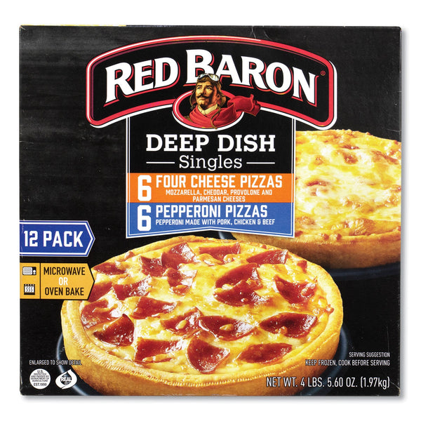 SCHWAN'S CONSUMER BRANDS, INC. Deep Dish Pizza Singles Variety Pack, Four Cheese/Pepperoni, 5.5 oz Pack, 12 Packs/Carton, Ships in 1-3 Business Days