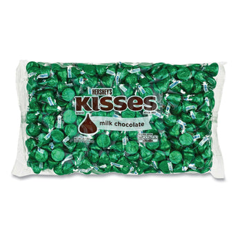 THE HERSHEY COMPANY KISSES, Milk Chocolate, Green Wrappers, 66.7 oz Bag, Ships in 1-3 Business Days