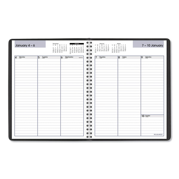 DayMinder Weekly Planner, Vertical-Column Format, 8.75 x 7, Black Cover, 12-Month (Jan to Dec): 2024