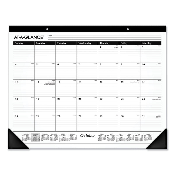 AT-A-GLANCE Academic Year Ruled Desk Pad, 21.75 x 17, White Sheets, Black Binding, Black Corners, 16-Month (Sept to Dec): 2023 to 2024
