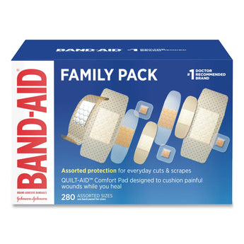 JOHNSON & JOHNSON Sheer/Wet Adhesive Bandages, Assorted Sizes, 280/Box
