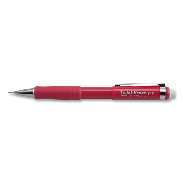 Pentel® Twist-Erase III Mechanical Pencil, 0.7 mm, HB (#2), Black Lead, Red Barrel
