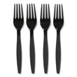 PERK Heavyweight Plastic Cutlery, Fork, Black, 100/Pack