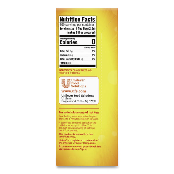 UNILEVER Tea Bags, Black, 100/Box