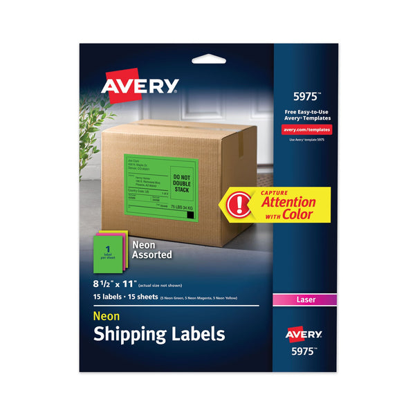 High-Visibility Permanent Laser ID Labels, 8.5 x 11, Asst. Neon, 15/Pack Flipcost Flipcost