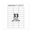 Copier Mailing Labels, Copiers, 1 x 2.81, Clear, 33/Sheet, 70 Sheets/Pack Flipcost Flipcost