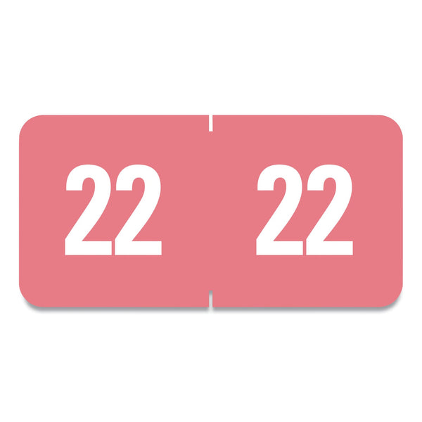 Smead™ Yearly End Tab File Folder Labels, 22, 0.5 x 1, Pink, 25/Sheet, 10/Sheets per Resealable Pegboard Display Pack, 250/Pack