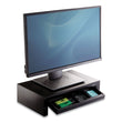 FELLOWES MFG. CO. Designer Suites Monitor Riser, For 21" Monitors, 16" x 9.38" x 4.38" to 6", Black Pearl, Supports 40 lbs