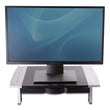 FELLOWES MFG. CO. Office Suites Standard Monitor Riser, For 21" Monitors, 19.78" x 14.06" x 4" to 6.5", Black/Silver, Supports 80 lbs