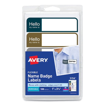 Flexible Self-Adhesive Mini Name Badge Labels, 1 x 3.75, Hello, Assorted, 100/Pack Flipcost Flipcost