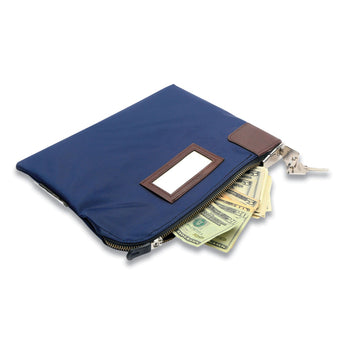 HONEYWELL  Key Lock Deposit Bag with 2 Keys, Vinyl, 1.2 x 11.2 x 8.7, Navy Blue