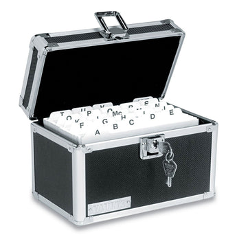IDEASTREAM CONSUMER PRODUCTS Locking Index Card File, Holds 550 5 x 8 Cards, 8.75 x 5.5 x 5.75, Black