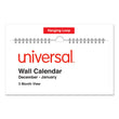 UNIVERSAL OFFICE PRODUCTS Three-Month Wall Calendar, 12 x 27, White/Black/Red Sheets, 14-Month, Dec 2023 to Jan 2025