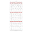 UNIVERSAL OFFICE PRODUCTS Three-Month Wall Calendar, 12 x 27, White/Black/Red Sheets, 14-Month, Dec 2023 to Jan 2025