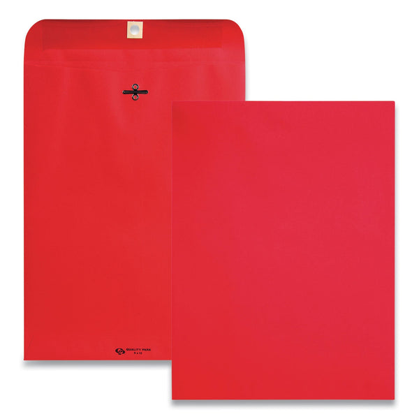 QUALITY PARK PRODUCTS Clasp Envelope, 28 lb Bond Weight Paper, #90, Square Flap, Clasp/Gummed Closure, 9 x 12, Red, 10/Pack