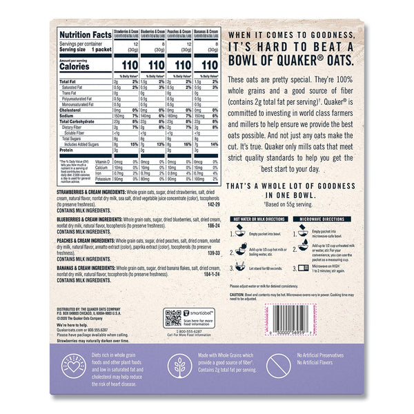 Instant Oatmeal, Assorted Varieties, 1.05 oz Packet, 40/Box, Ships in 1-3 Business Days