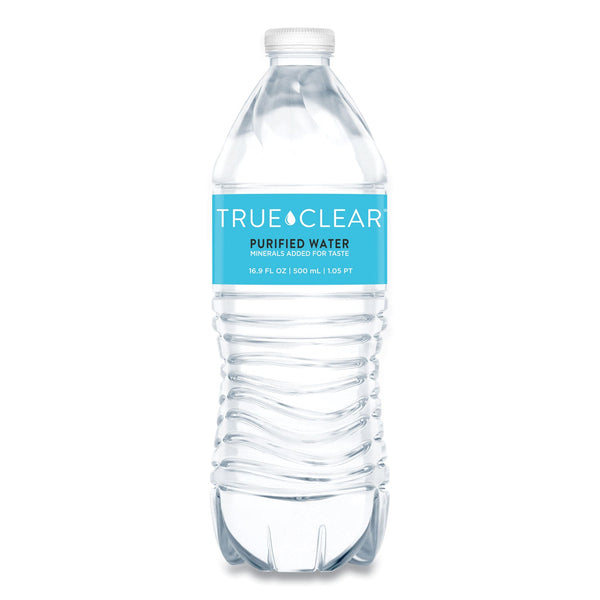 TRUE CLEAR Purified Bottled Water, 16.9 oz Bottle, 24 Bottles/Carton, 84 Cartons/Pallet