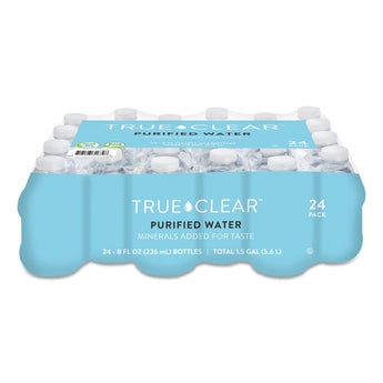 TRUE CLEAR Purified Bottled Water, 8 oz Bottle, 24 Bottles/Carton, 182 Cartons/Pallet