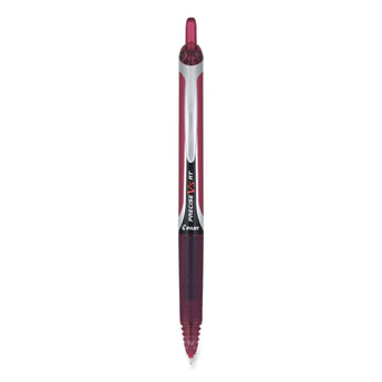 PILOT CORP. OF AMERICA Precise V5RT Roller Ball Pen, Retractable, Extra-Fine 0.5 mm, Burgundy Ink, Burgundy/Silver Barrel, Dozen