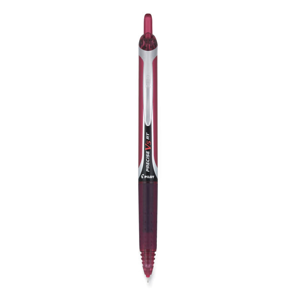PILOT CORP. OF AMERICA Precise V5RT Roller Ball Pen, Retractable, Extra-Fine 0.5 mm, Burgundy Ink, Burgundy/Silver Barrel, Dozen