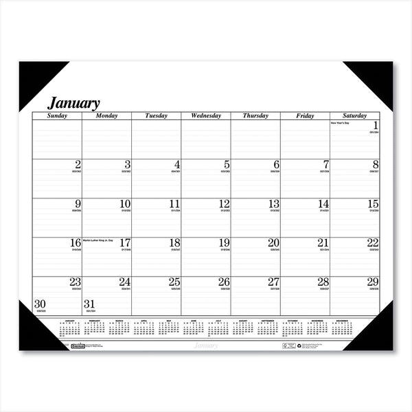 HOUSE OF DOOLITTLE Recycled One-Color Refillable Monthly Desk Pad Calendar, 22 x 17, White Sheets, Black Binding/Corners,12-Month(Jan-Dec): 2024