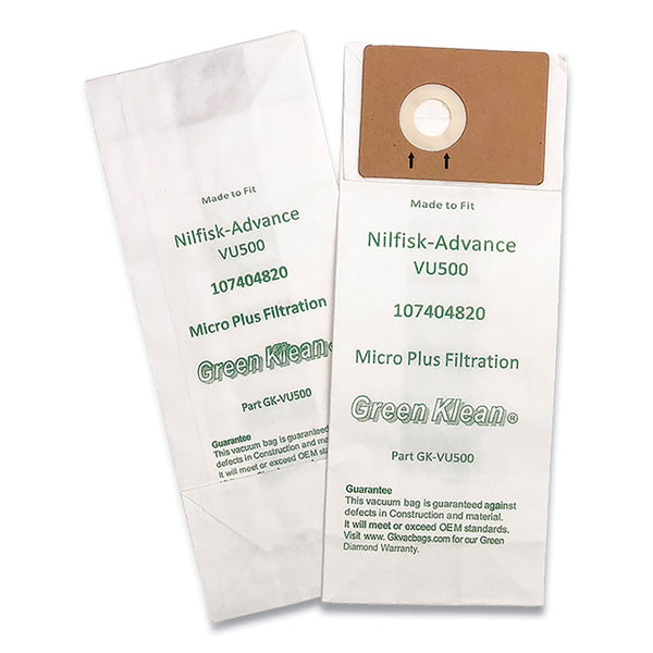 GREEN KLEAN Replacement Vacuum Bags, Fits Advance VU500, 10/Pack