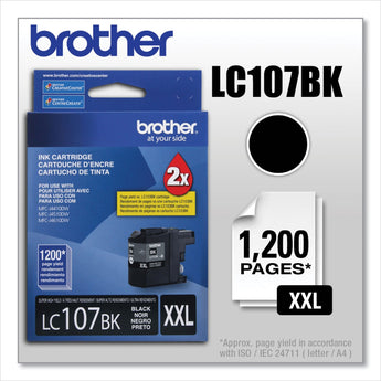 BROTHER INTL. CORP. LC107BK Innobella Super High-Yield Ink, 1,200 Page-Yield, Black