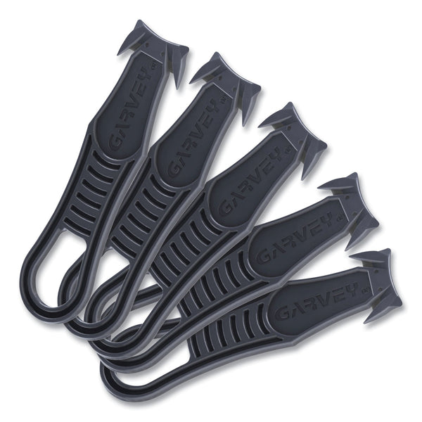 CONSOLIDATED STAMP Safety Cutter Box Cutter Knife with Double Shielded Blade, 4" Plastic Handle, Black, 5/Pack