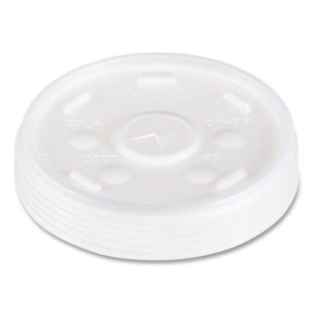 DART Plastic Lids, Fits 12 oz to 24 oz Hot/Cold Foam Cups, Straw-Slot Lid, White, 100/Pack, 10 Packs/Carton