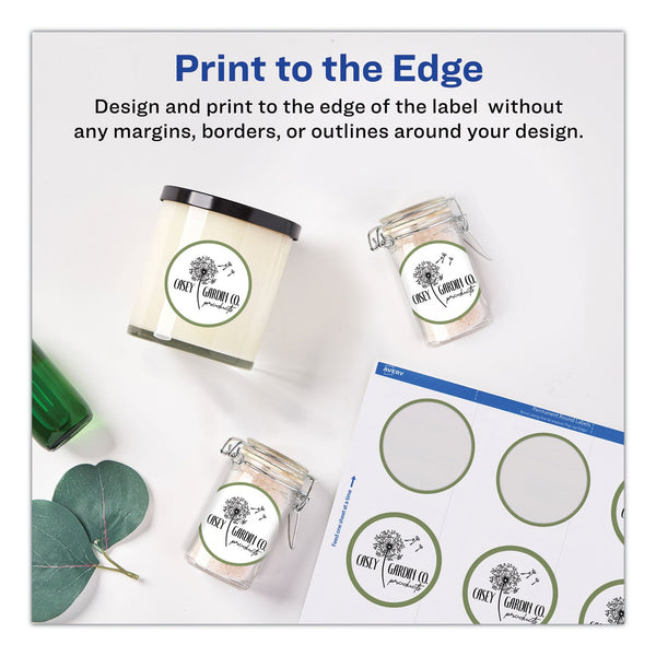 AVERY PRODUCTS CORPORATION Round Print-to-the Edge Labels with SureFeed and EasyPeel, 2" dia, Matte White, 300/Pack