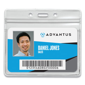 ADVANTUS CORPORATION Resealable ID Badge Holders, Horizontal Orientation, Transparent Frost 4.13