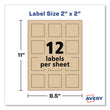 Avery® Square Print-to-the-Edge Labels, Inkjet/Laser Printers, 2 x 2, Kraft Brown, 12/Sheet, 25 Sheets/Pack Flipcost Flipcost