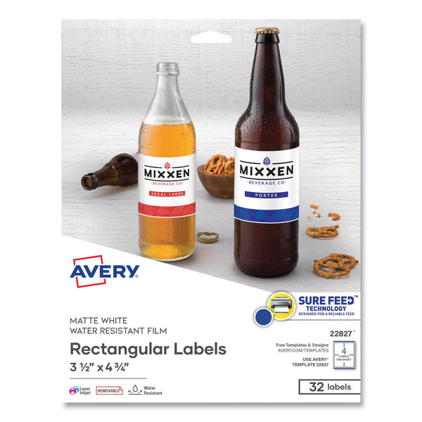 Removable Print-to-the-Edge White Labels w/ Sure Feed, 3.5 x 4.75, 32/Pack Flipcost Flipcost