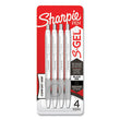 Sharpie® S-Gel™ S-Gel Fashion Barrel Gel Pen, Retractable, Medium 0.7 mm, Black Ink, Pearl White Barrel, 4/Pack
