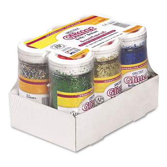PACON CORPORATION Spectra Glitter, 0.04 Hexagon Crystals, Assorted, 4 oz Shaker-Top Jar, 6/Pack
